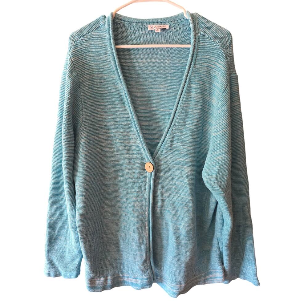Northstyle Teal‎ Cardigan Sweater 3x Womens Plus Size Long Sleeve Warm Fall